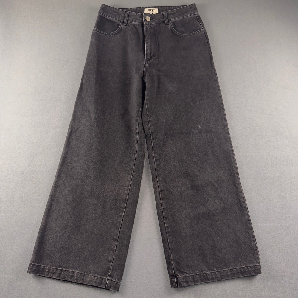 Just Female Women Washed Black Wide Leg High Rise Denim Jeans Size 29
